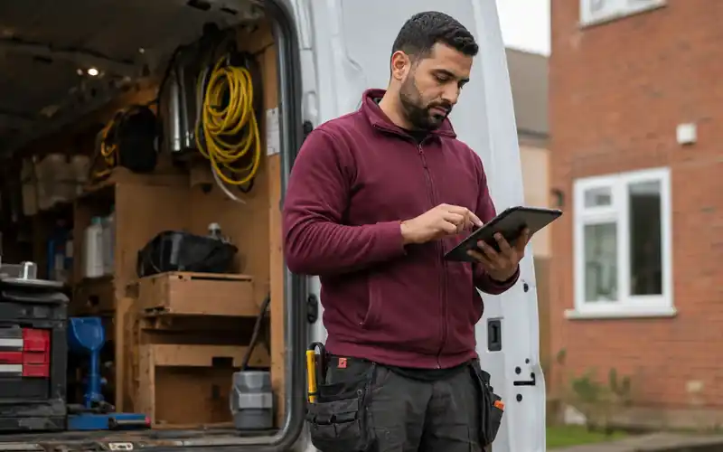 Professional tradesman working on site